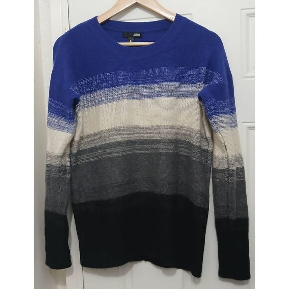 Aqua cashmere womens large 100% cashmere sweater cobalt royal blue gray - Picture 3 of 7